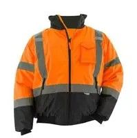 High Visibility Waterproof Jacket, 100% Polyester, Small, Black / Orange