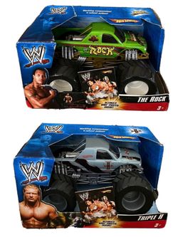 2006 Hot Wheels Monster Truck 1/24 Diecast WWE The Rock & Triple H New