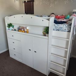 Tiara Twin 4 Drawer Loft Bed with Built-in-Desk by South Shore