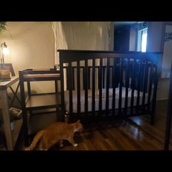 Crib With Changing Table- Converts To Toddler Bed