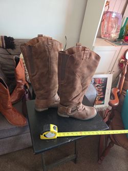 Mossimo Women's Kamari Tall Harness Buckle Boots - Cognac Brown, Size 81/2       