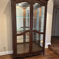 Gorgeous vintage  French provincial glass curio cabinet 