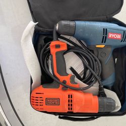 Ryobi corded drill and Black & Decker corded drill