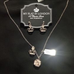 Brighton My Flat In London Crown Earrings & Necklace