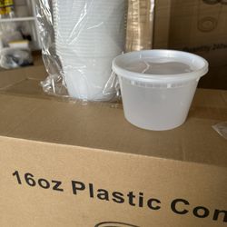 Food Storage Containers 16 oz Plastic Deli Containers with Lids