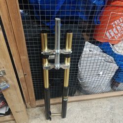 Gold and Black Dual Crown Suspension Fork