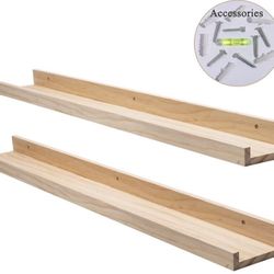 2x 24” Floating Shelves - Natural Wood