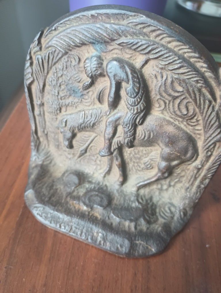 Vintage Bookend. Only 1 Cast Iron.Native American R