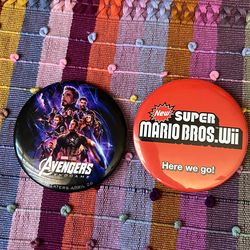 3 inch Buttons Mario and Avengers