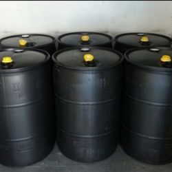 55 Gal Black Close Head Plastic Barrel Water Storage  Barrels  Gray Water Waste Motor Oils Liquids Tents Recycling  Gas Containers Diesel Fuel Can 