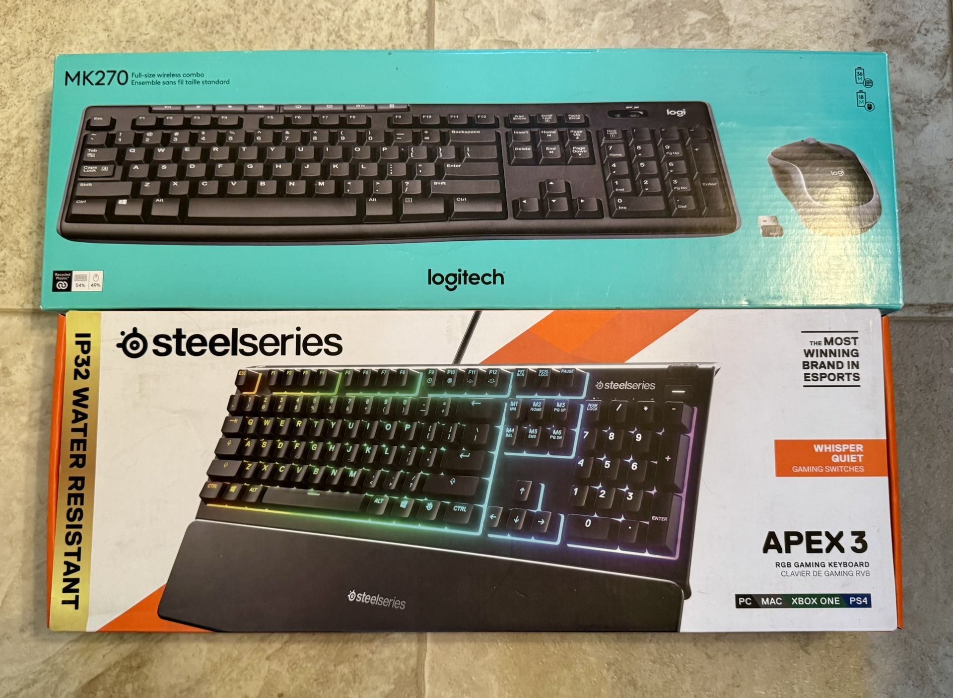 USED Steelseries Apex 3 Wired / NEW Logitech MK270 Wireless Keyboard+ Mouse $40