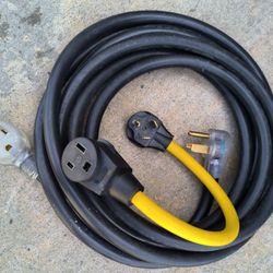 250v Extension Cord, 25ft, Lights Up, 50 Amp, 8 Gauge, NEMA 6-50, Used Twice, Great Condition, with Dryer Adapter 220v NEMA 10-30P to 6-50R