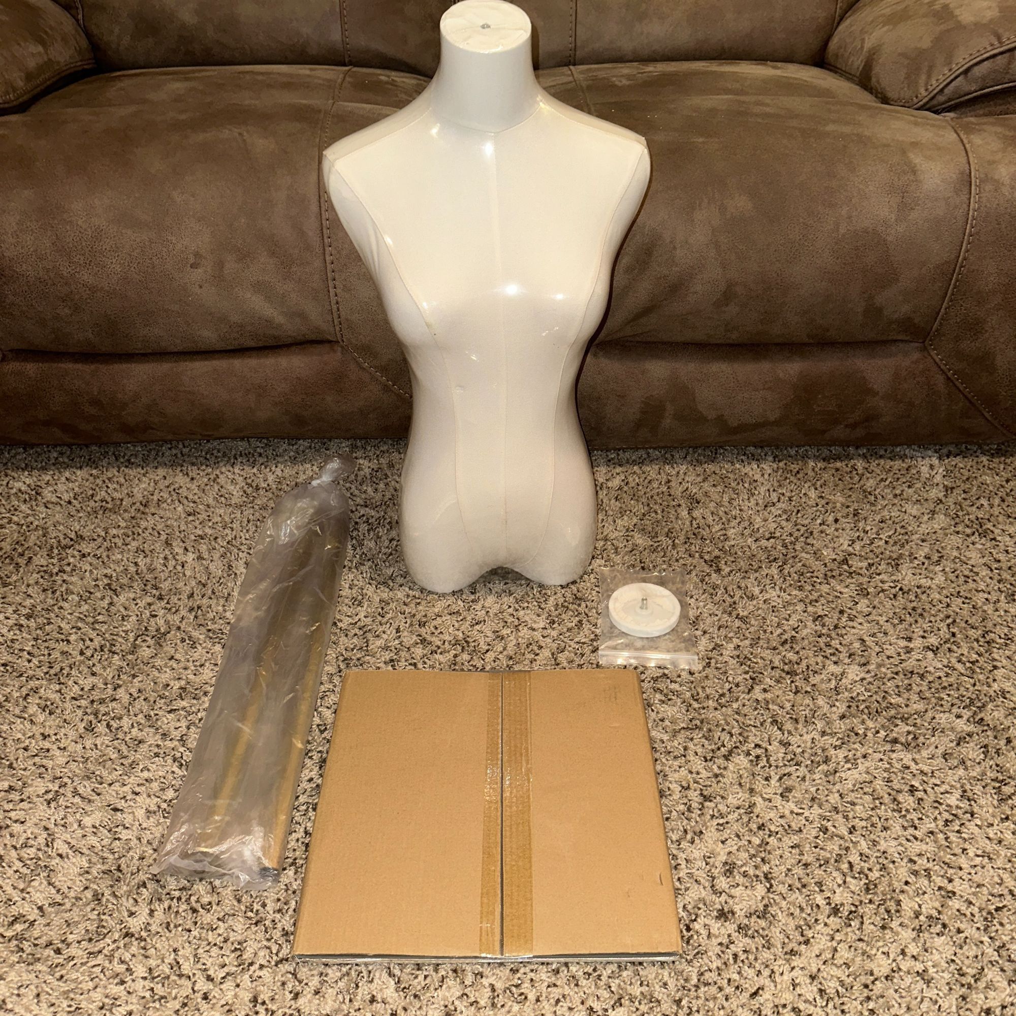 Brand New Female Mannequin Torso Dress Form Adjustable Stand Metal Base Beige Gold