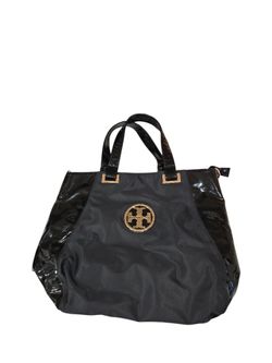 Tory Burch Black Nylon Shoulder Bad Rose Gold Big Bag Womens Purse
