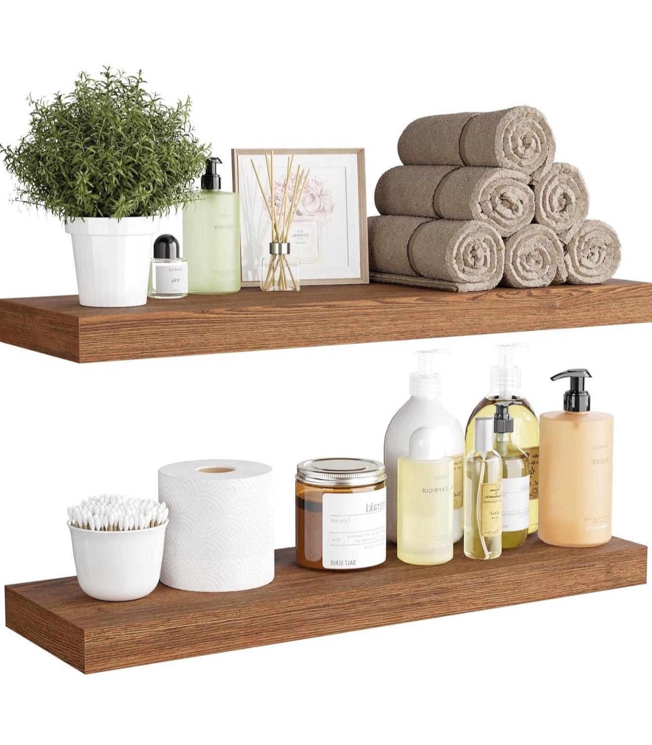 2 Wall Shelves Modern Oak