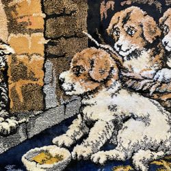VINTAGE PUPPIES AND KITTEN TAPESTRY 