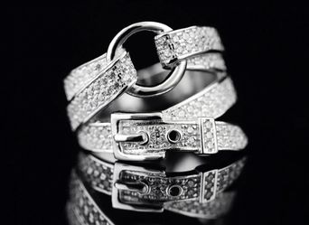 Silver Diamond Belt Buckle Ring