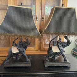 27" Elephant and Monkey Table Lamp With Night Light Set