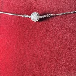 Real Moissanite And White Gold Adjustable Bracelet