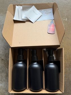 Matte Black Pump Dispenser Bottles Set of 3