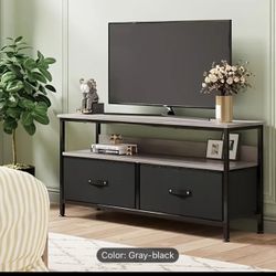 ADOOLLA TV Stand 55 Inch Rustic TV Console Table with 3 Tier Storage Shelves Entertainment Center TV Console Table with 2-Drawers for Televisions Blac