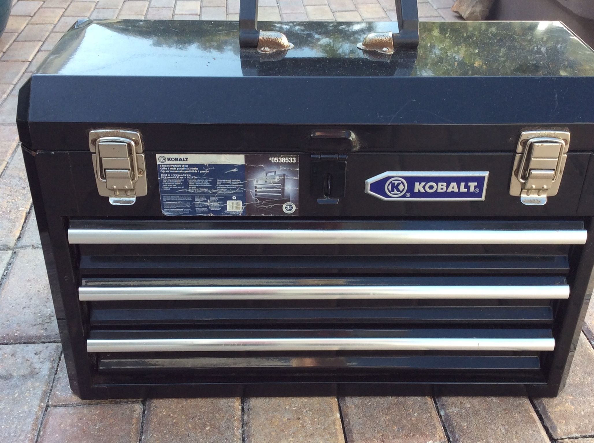 Kobalt Portable 20.67-in 3-Drawer Black Steel Lockable Tool Box
