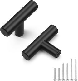Probrico 15 Pack Single Hole Length 2inch Black Kitchen Cabinet Knobs,Stainless Steel Black Dresser Drawer Knobs,Pull Knobs for Cabinets Cupboard 