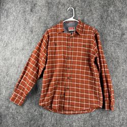Wrangler Men’s Flannel Shirt Size M Brown Plaid Long Sleeve 100% Cotton