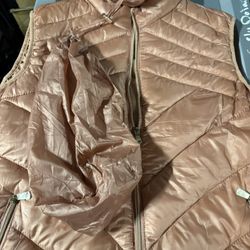 Women's SizeXL  Puffer Pale Mauve Quilted Sleeveless Vest