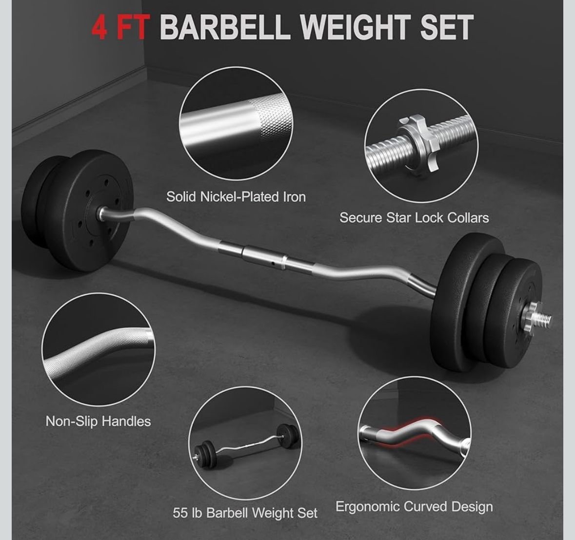 55lb barbell weight set