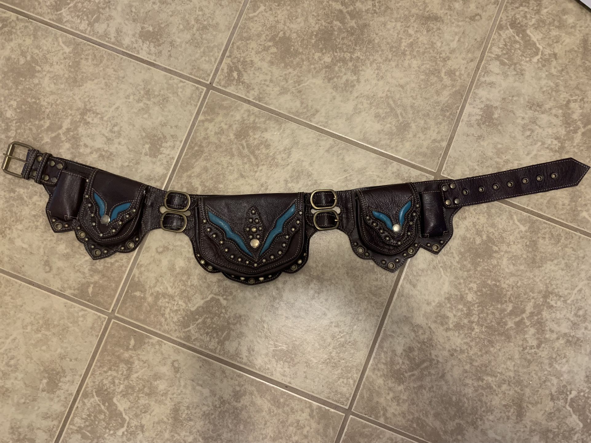 Brown & Teal Waist Hip Belt Bag Fanny Purse
