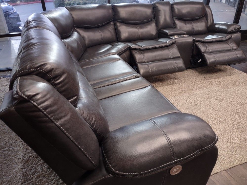 New Power Sectional Sofa With Three Power Recliners