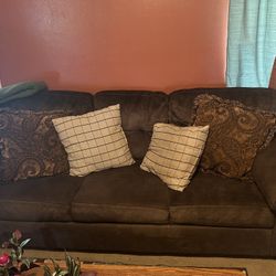 Nice Long Sofa With Pullout Bed Pillows Included 