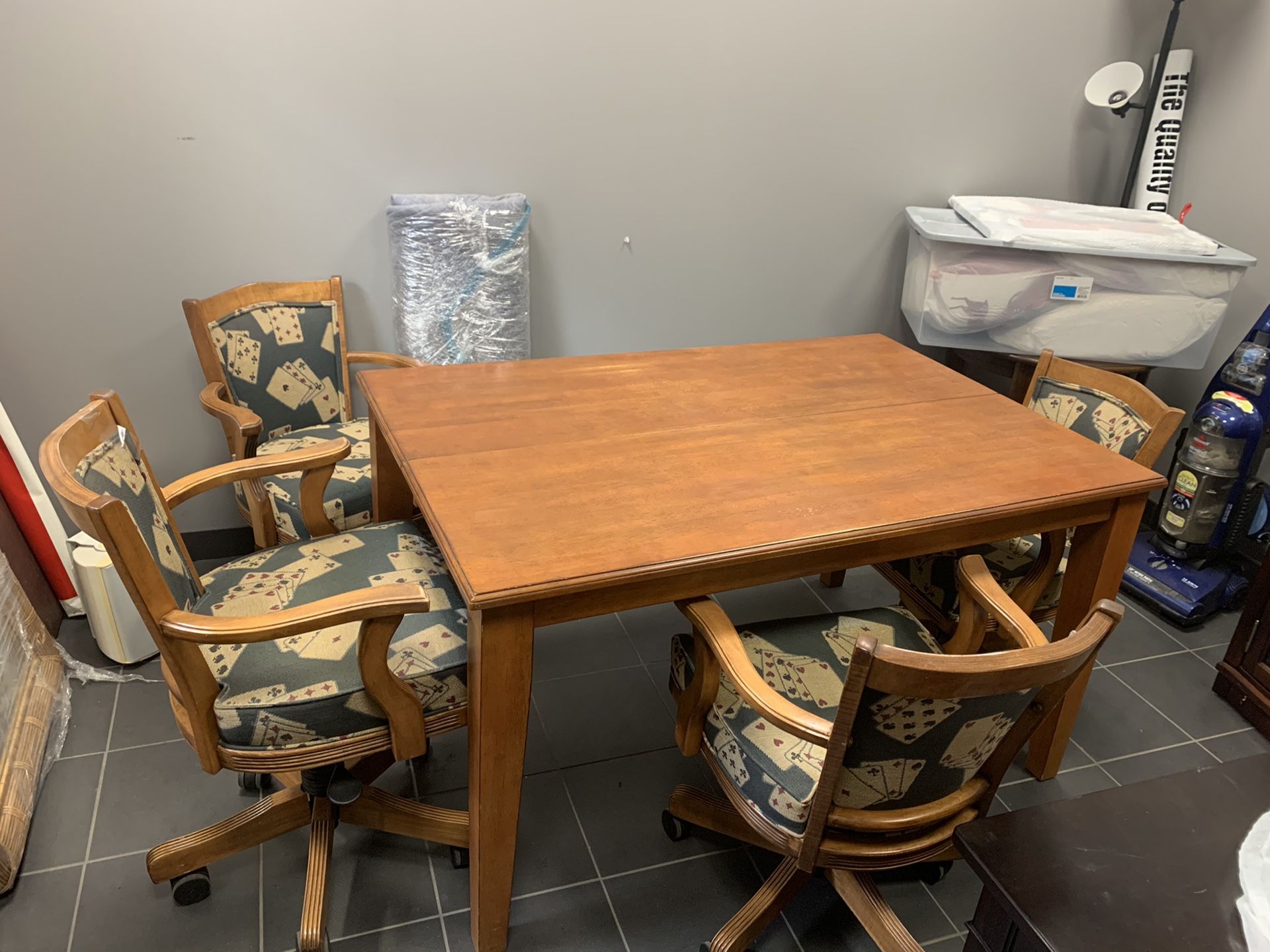 Table with poker card chairs