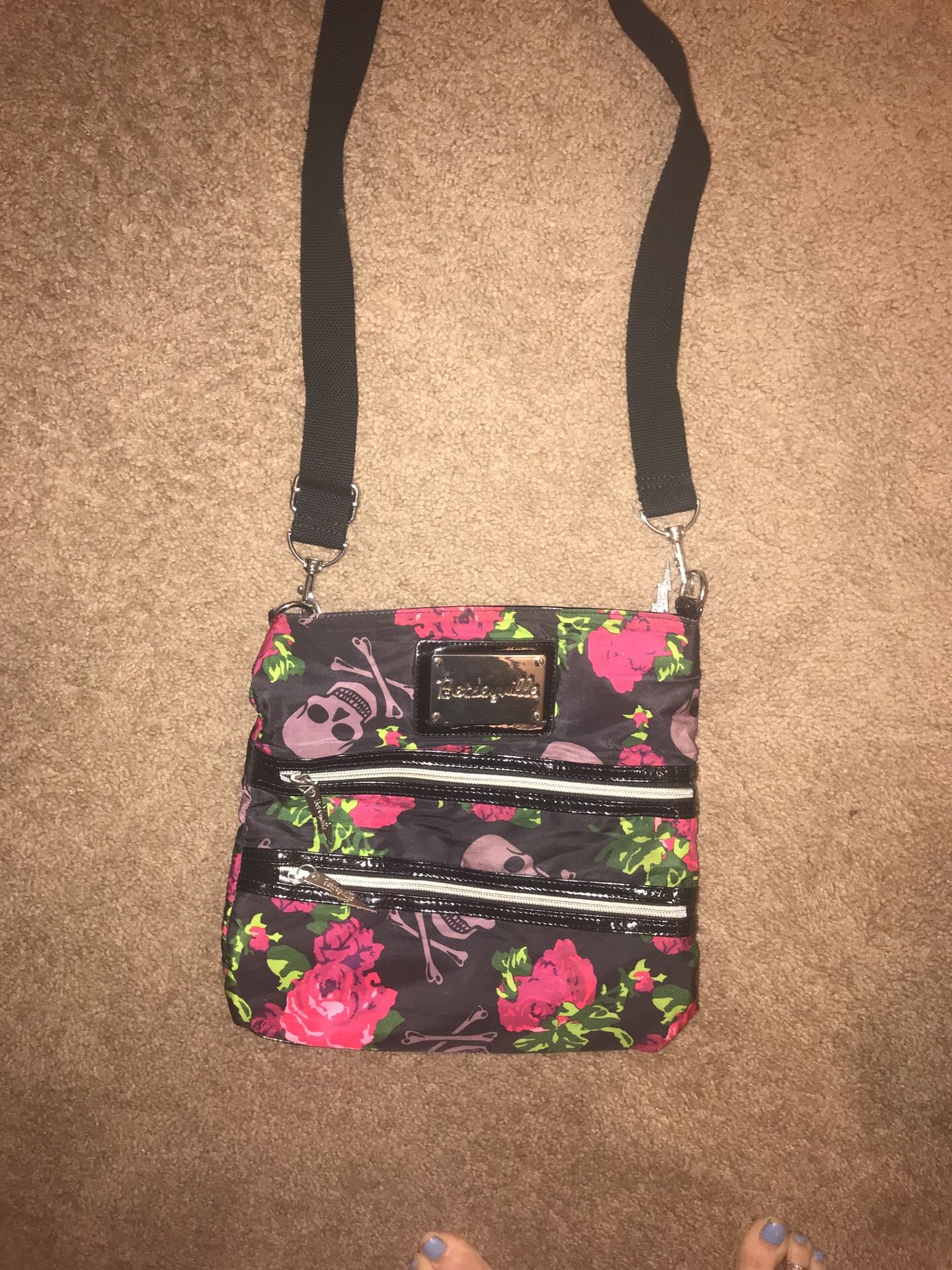 Betseyville by Betsey Johnson Skull & Roses Crossbody Purse