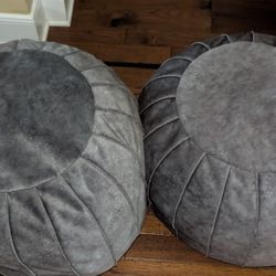 Two (2) lightly used, Comfortland unstuffed faux suede ottoman pouf covers