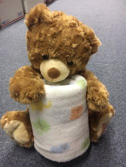 Plush Teddy Bear and Blanket