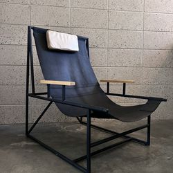 Black Leather Sling Chair, Armchair