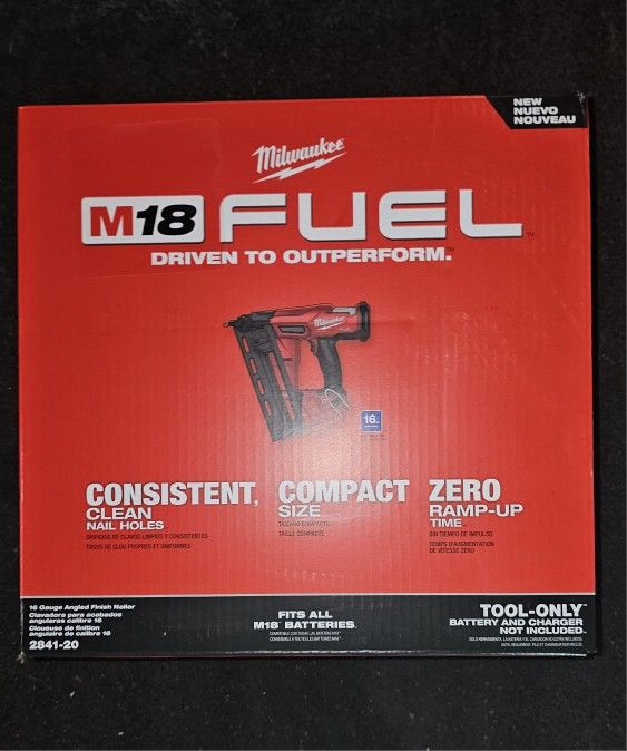 Milwaukee
M18 FUEL 18-Volt Lithium-Ion Brushless Cordless Gen II 16-Gauge Angled Finish Nailer (Tool-Only)