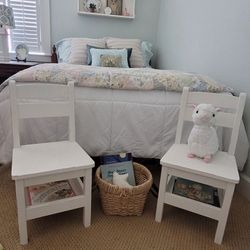 Pair Children's White Bedroom Playroom  Chairs