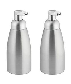 mDesign Modern Metal Foaming Soap Dispenser Pump Bottle for Kitchen Sink Countertop, Bathroom Vanity, Utility/Laundry Room, Garage - Save on Soap - R