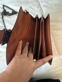 Brown Coach crossbody bag with black chain strap #CoachBag clean and excellent condition