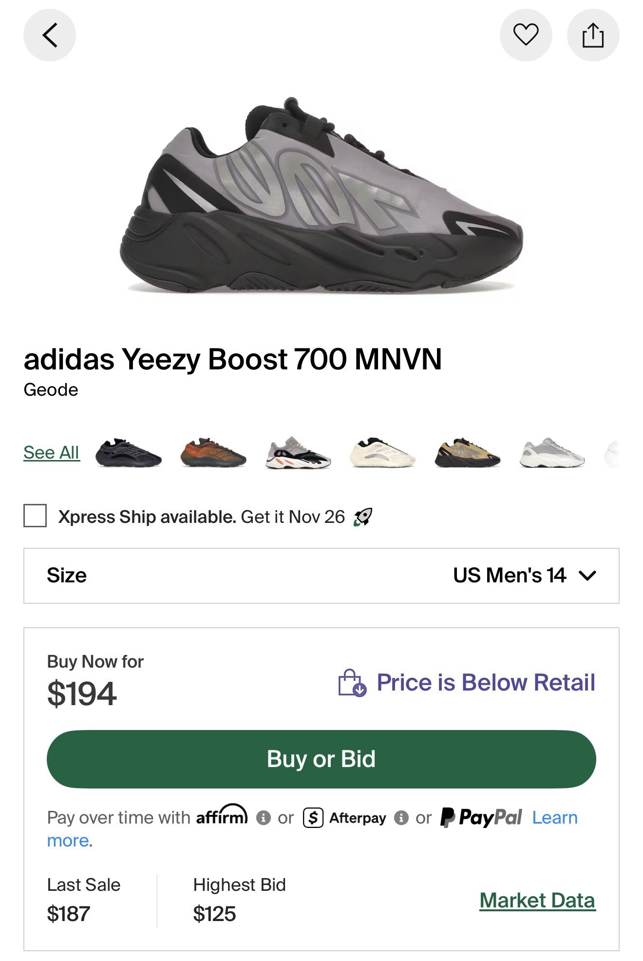 Yeezy 700 Geode Size 14