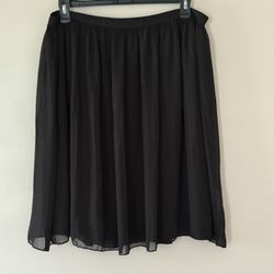 Lord & Taylor chiffon skirt size 16 black micro pleated flared casual workwear