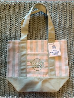 Trader Joe's Striped Mini Canvas Tote Bag