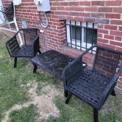 Outdoor Patio Chairs Glass Table And Grill And Cooler