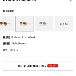 Ray-Ban Gradient Aviator   FRAME Polished Arista Gold LENSES Brown Gradiant    SIZE 58-14