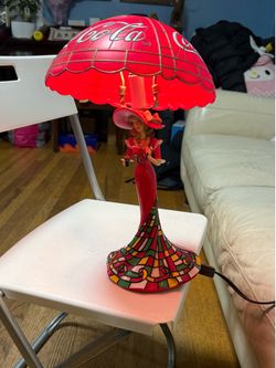 Coca Cola Tiffany Style Lady Lamp Bradford Exchange Limited Edition w/ COA Works