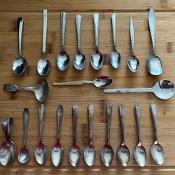 Vintage Silver Plate And Various Stainless Steel Spoons