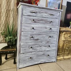 Tall White Distressed Dresser